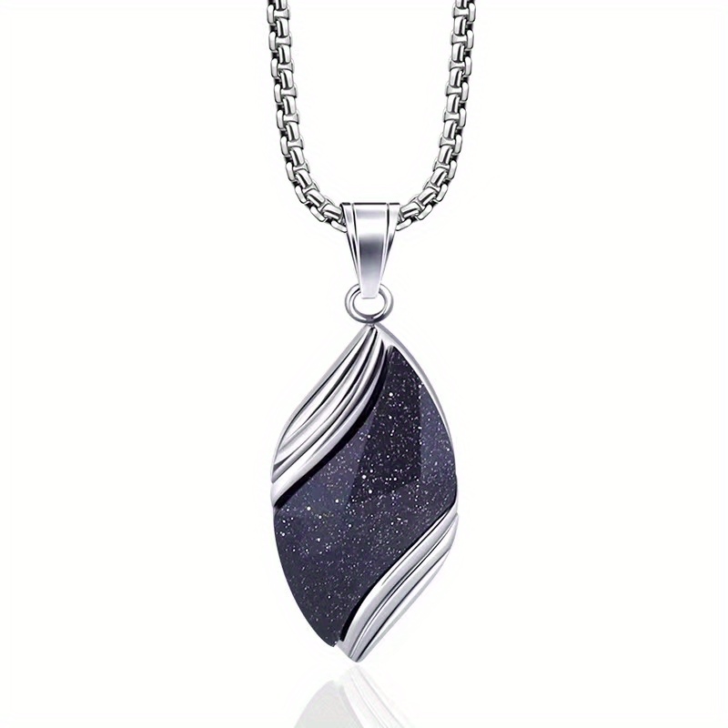 Sandstone Titanium Steel Men's Necklace Stainless Steel Pendant